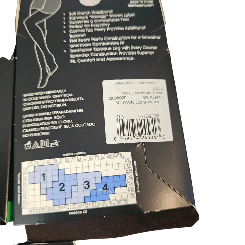 George Womens Tights Bundle 5 Pairs Size 2 Black Brown Camel Diamond Control Top